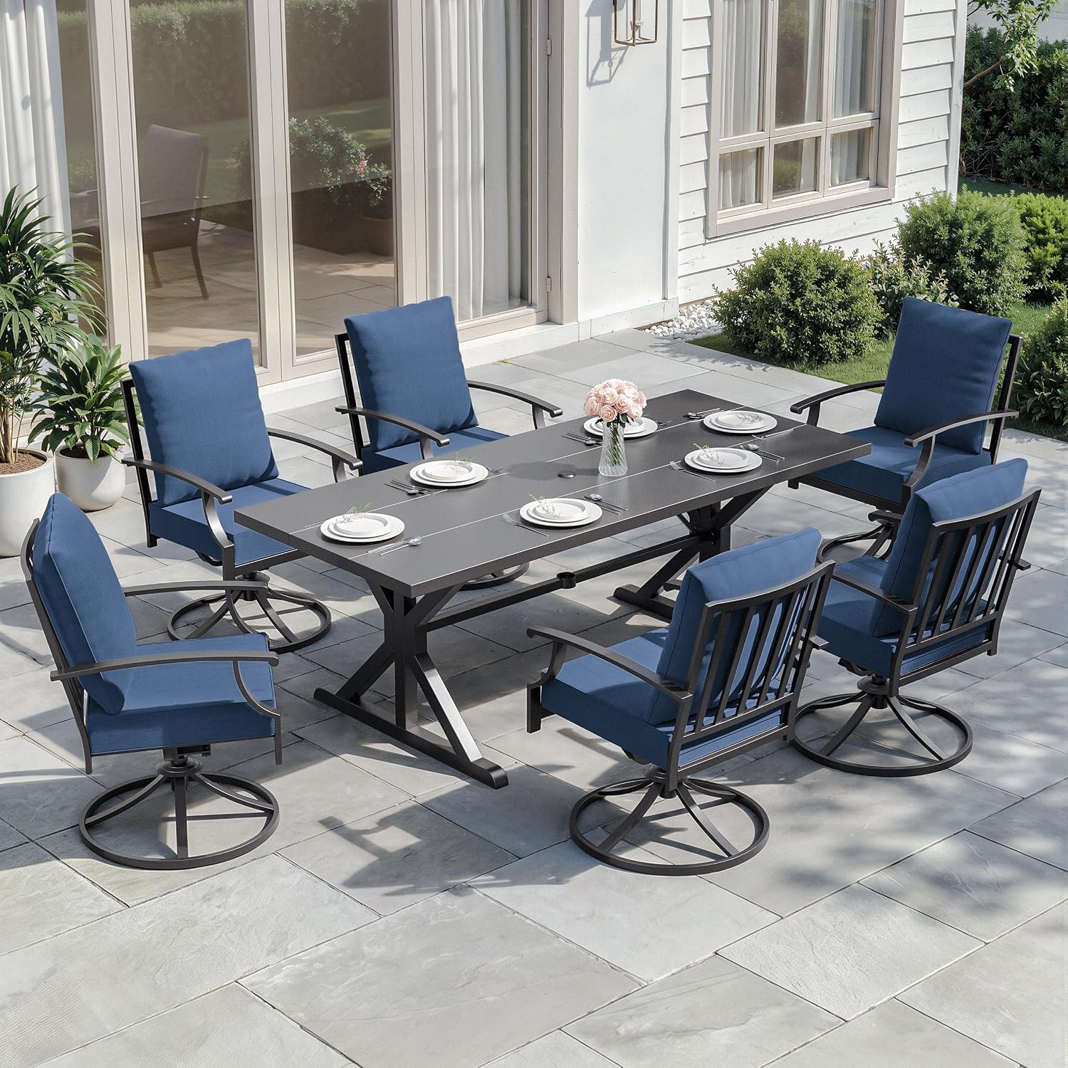 Outdoor Furniture Plus - Juego de Comedor de Metal para