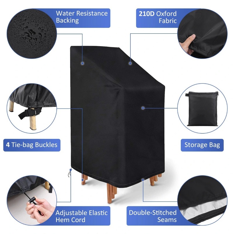 Outdoor Furniture With Covers - Funda Protectora para Sillas Apilables, Impermeable