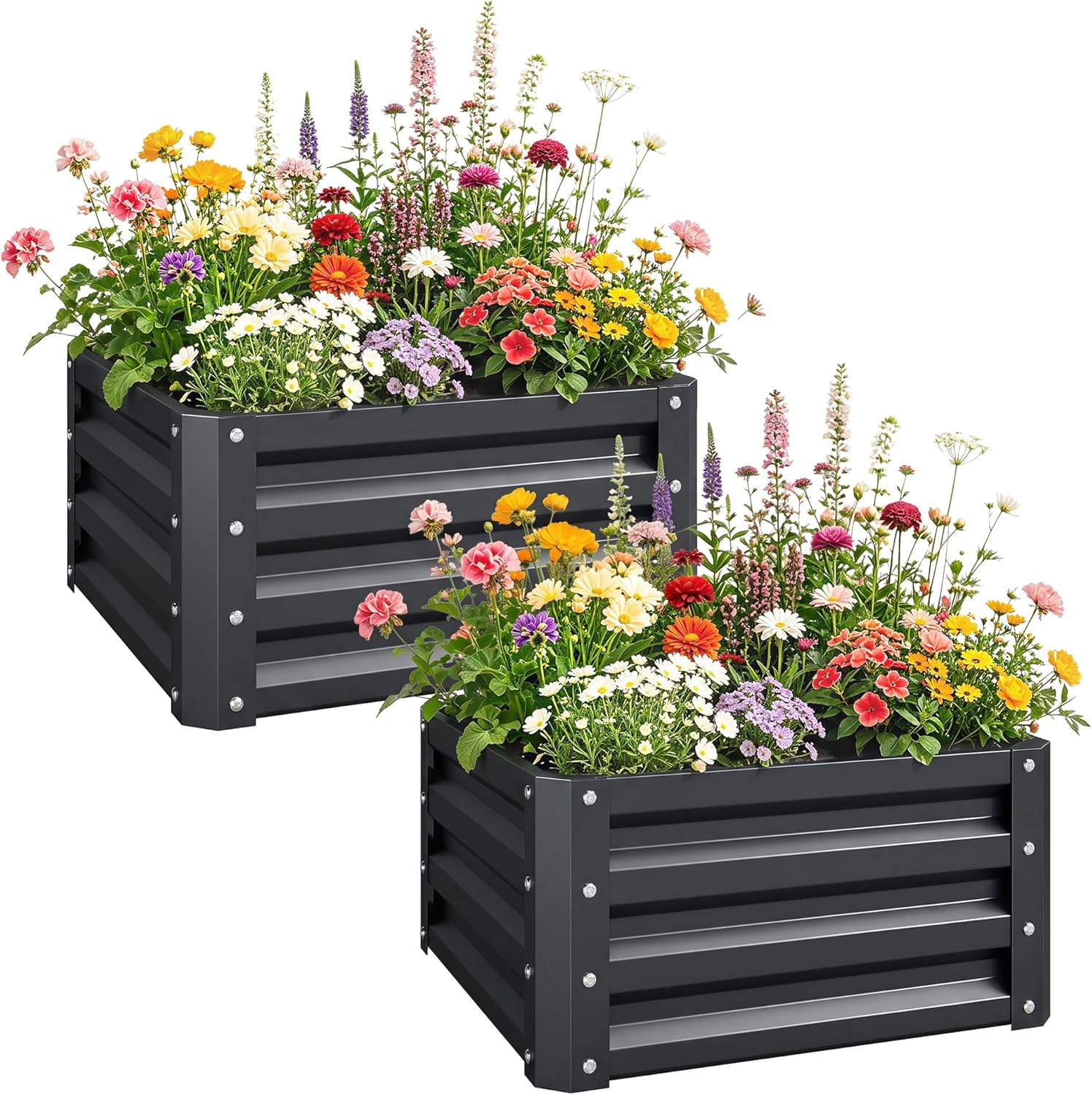 Planter Raised Metal - Jardinera elevada galvanizada de 2 piezas,