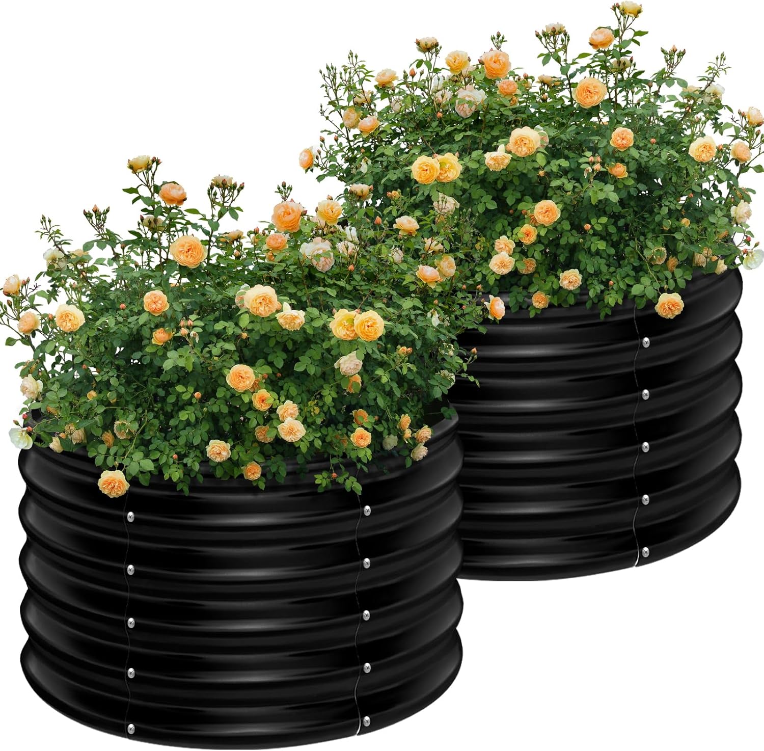 Planter Raised Metal - Paquete de 2 Jardineras Elevadas Redondas