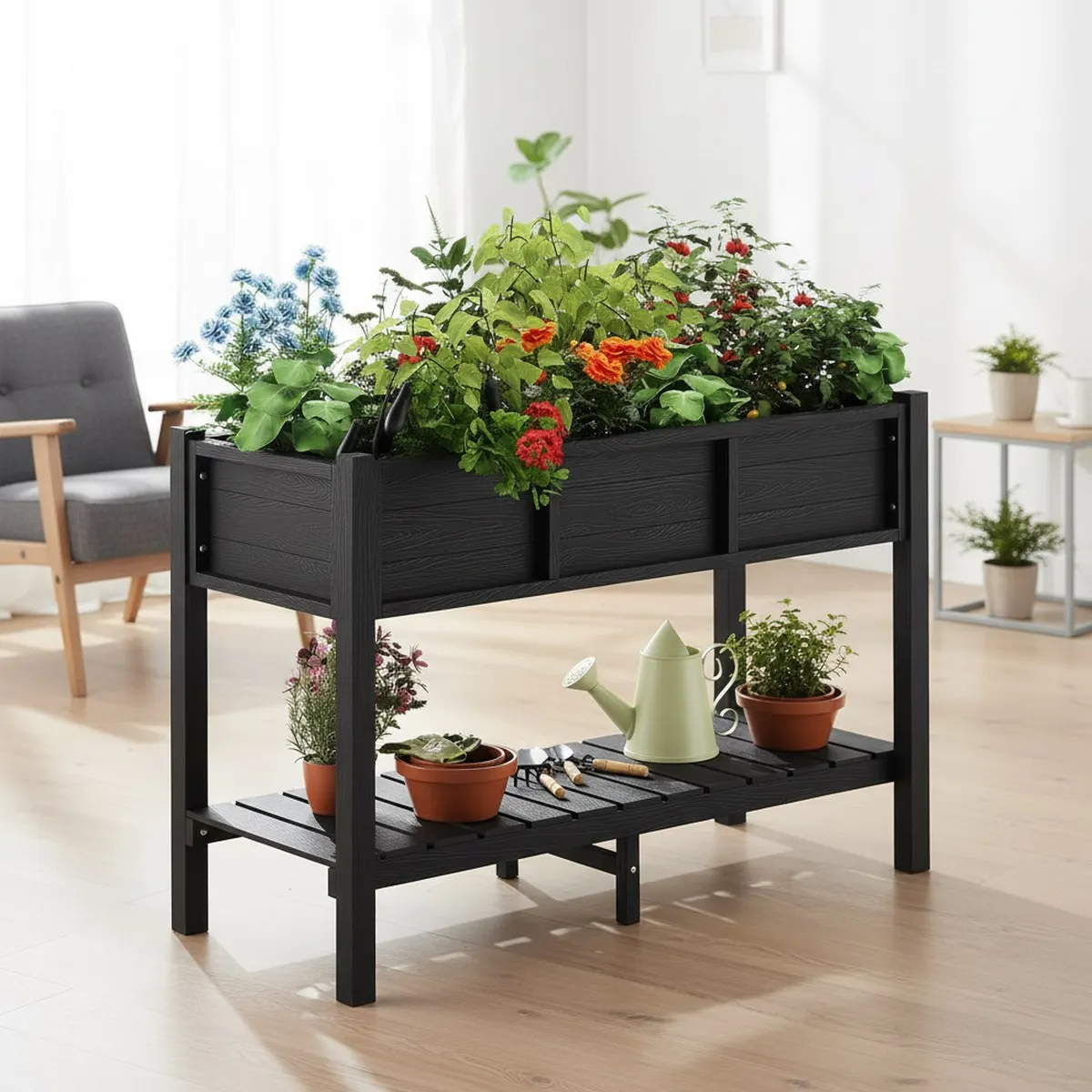 Garden Storage Box - Jardinera Elevada Grande Negra Resistente a