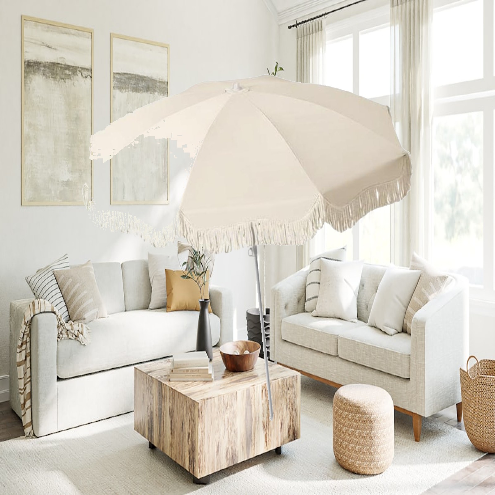 Outdoor Furniture Plus - Sombrilla de Patio con Flecos, Protección