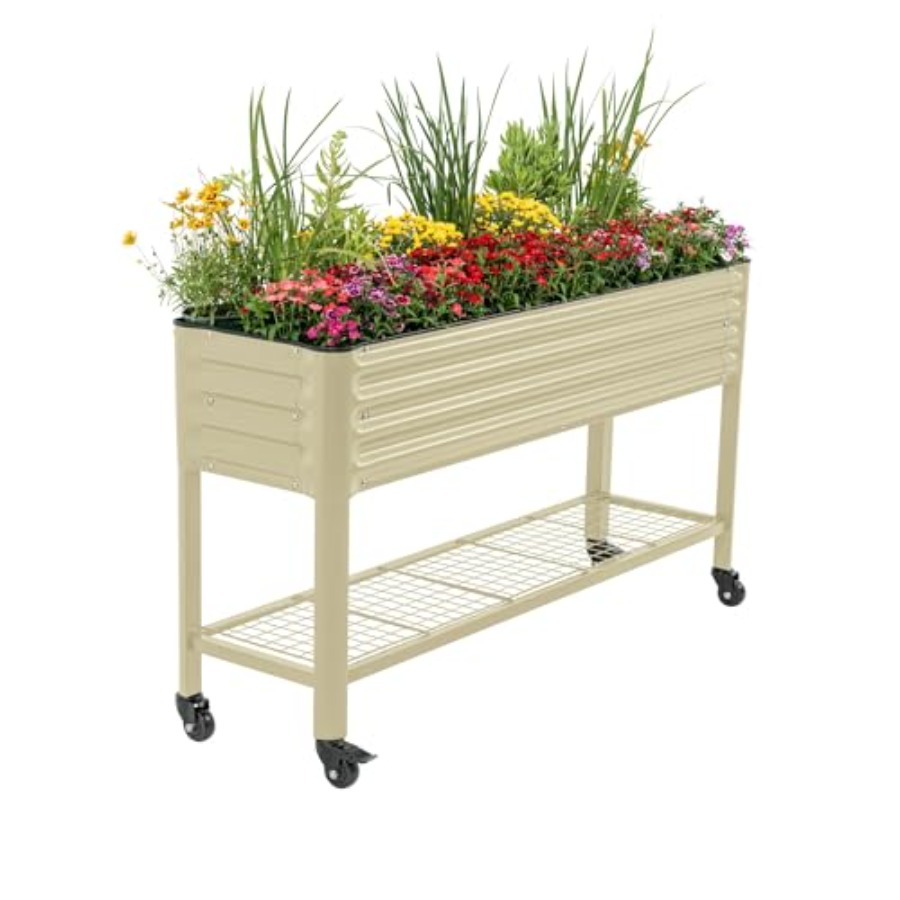 Garden Storage Box - Jardinera Elevada con Ruedas, 5.5' con