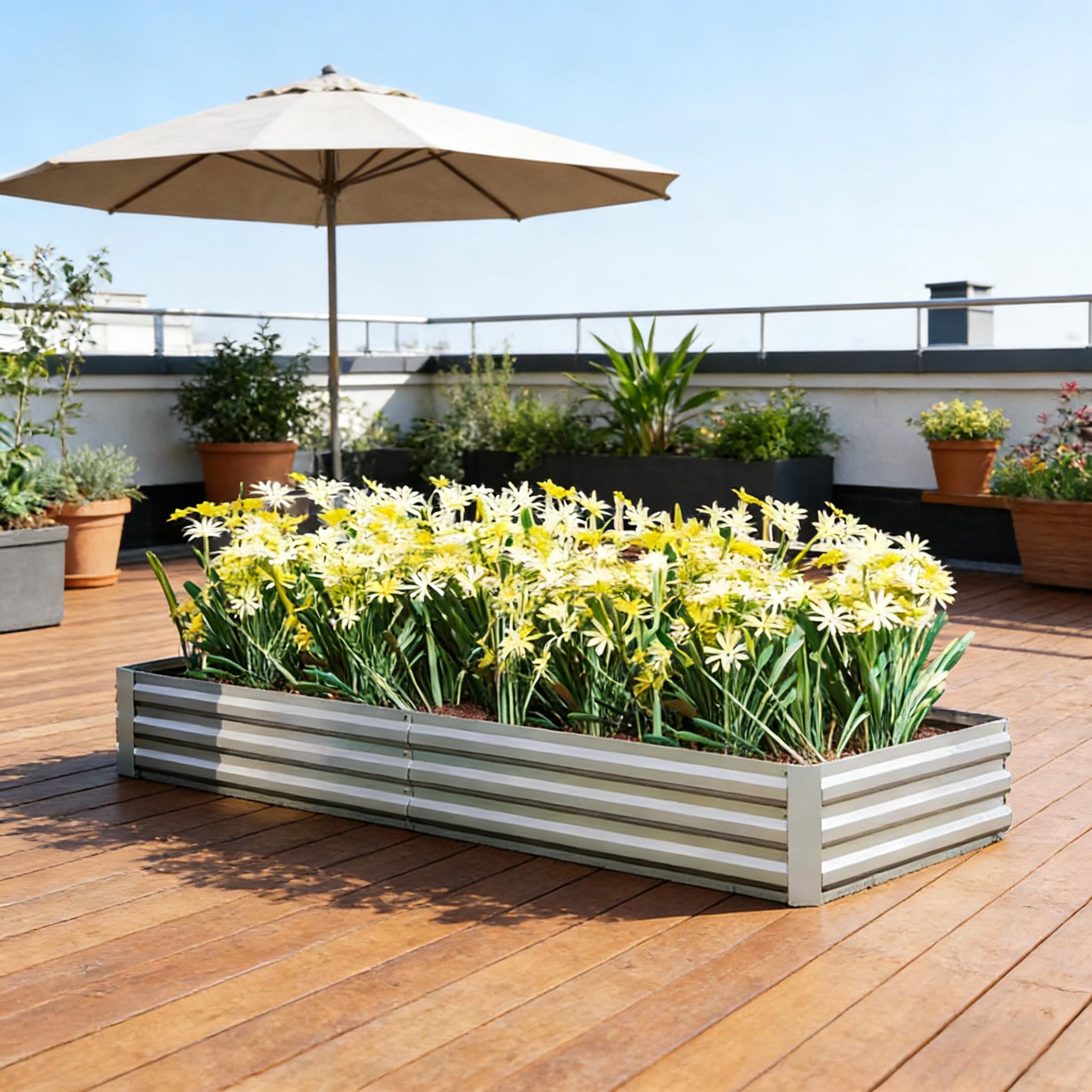 Jardinera, Caja para Plantas,  - Planter Raised Metal reseña y precio