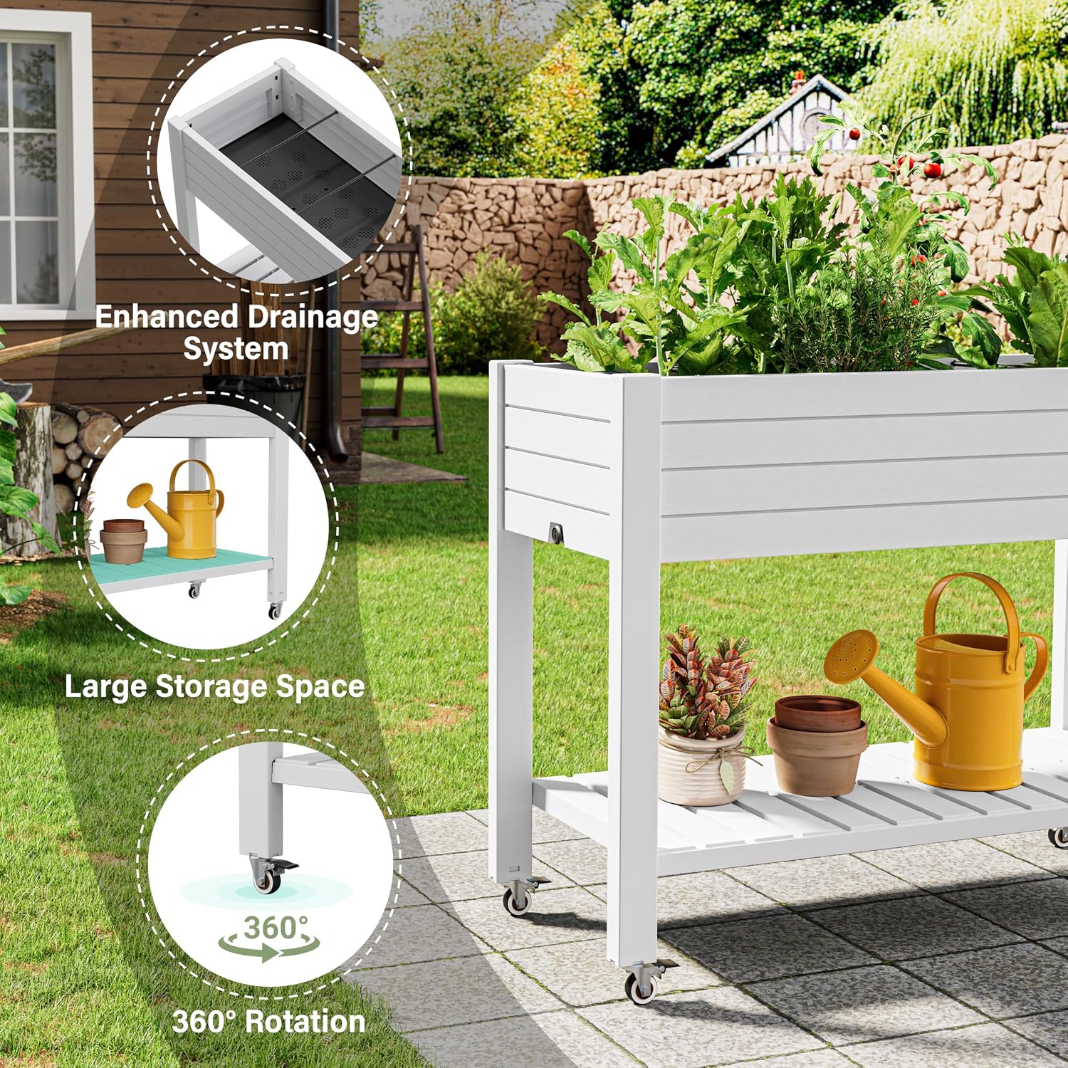 Jardinera Móvil Elevada de 33. - Garden Storage Box reseña y precio