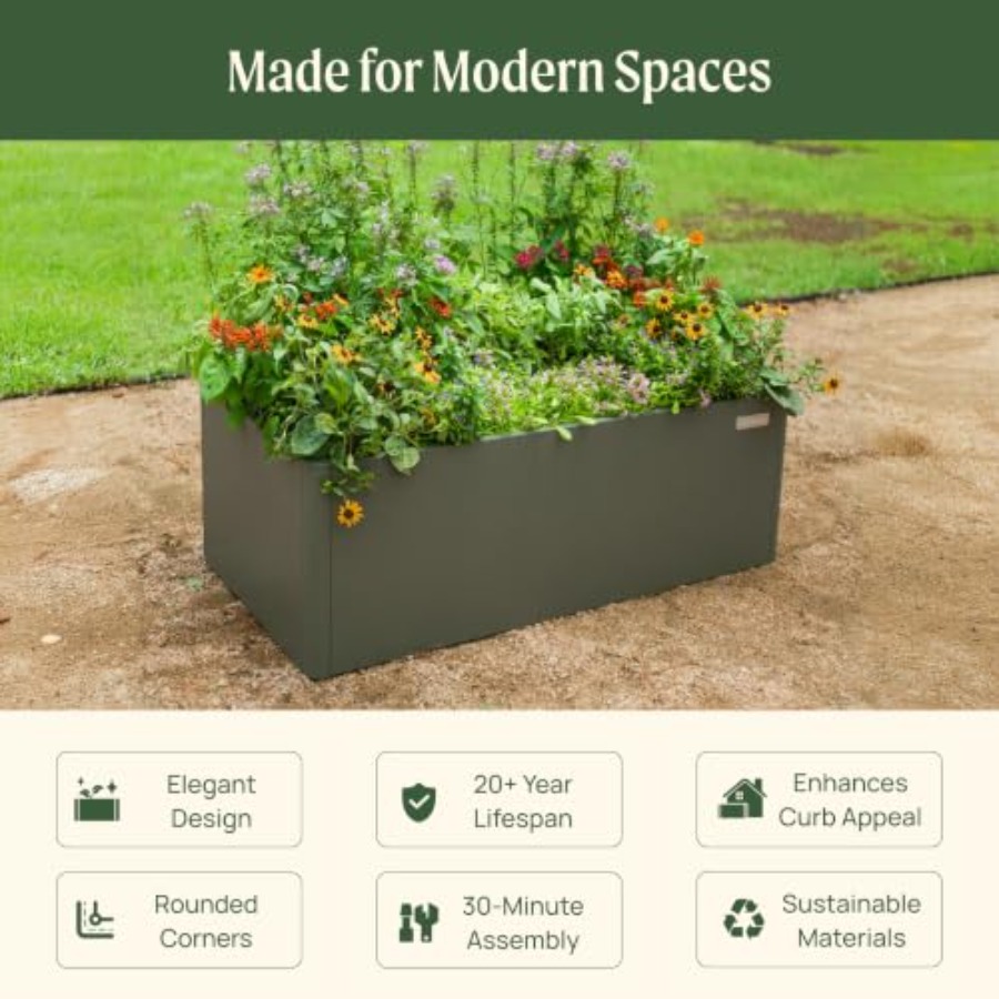 Cama de jardín elevada moderna - Planter Raised Metal reseña y precio